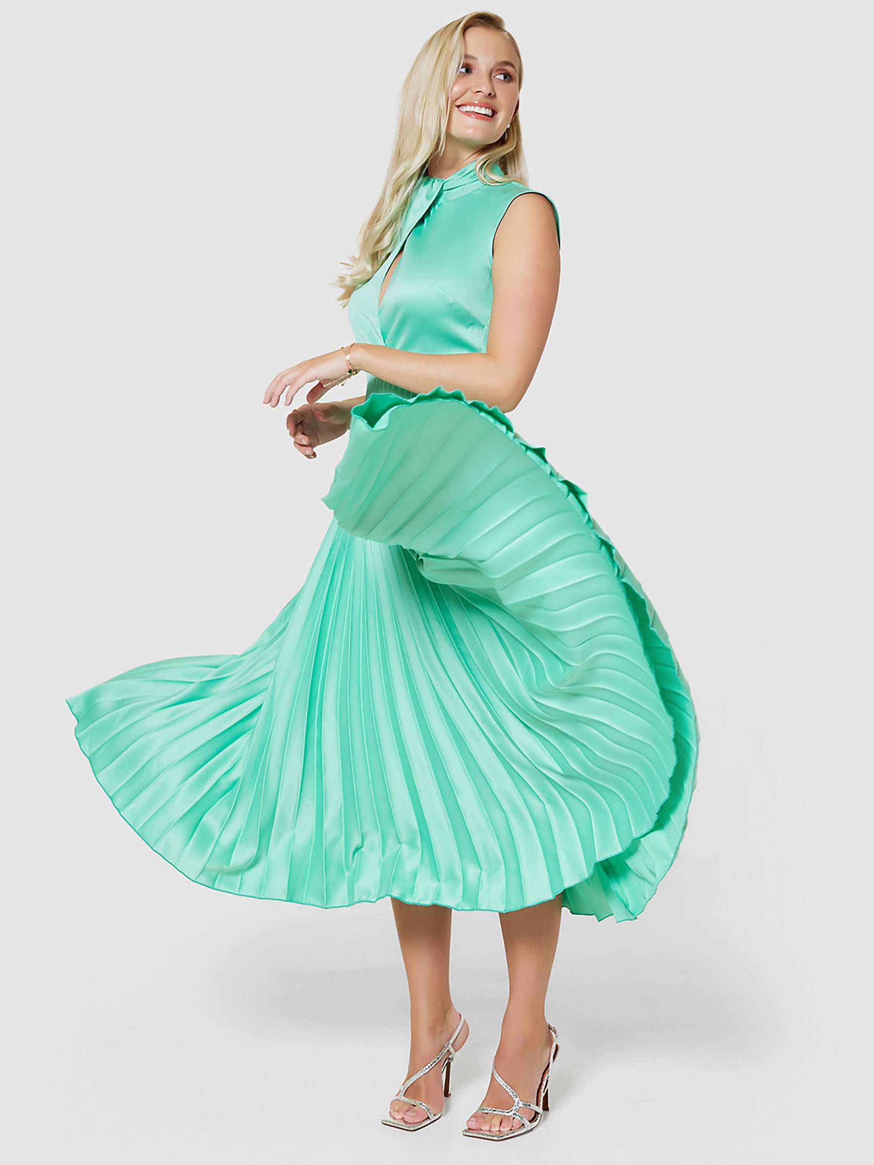 Buy Closet London Twist Detail Pleated Mini Dress, Green Online at johnlewis.com