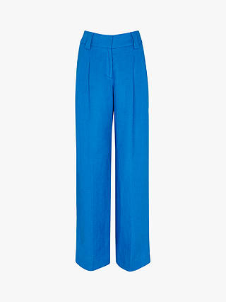 Whistles Leonie Tailored Linen Trousers, Blue