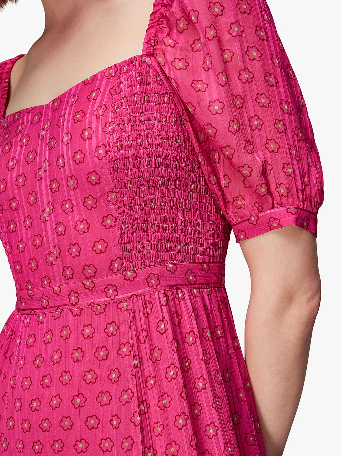 Buy Whistles Amie Flower Charm Print Midi Dress, Hot Pink/Multi Online at johnlewis.com