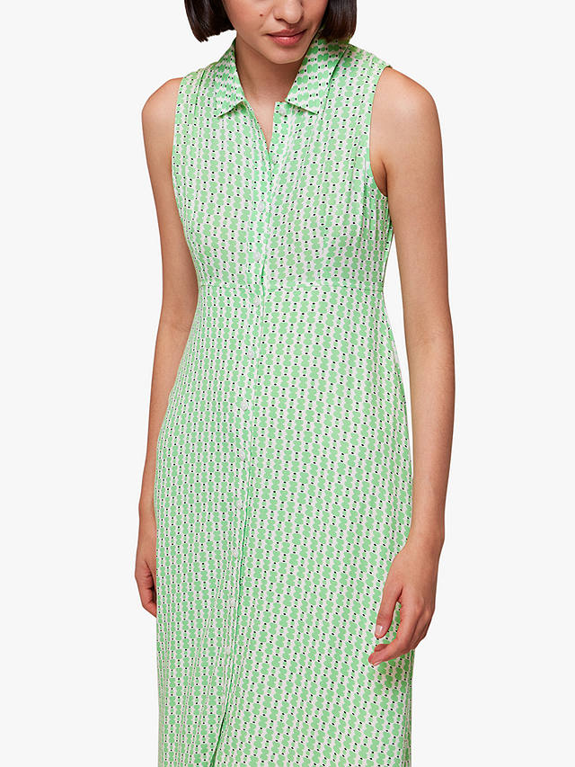 Whistles Vertical Stack Shirt Dress, Green/Multi