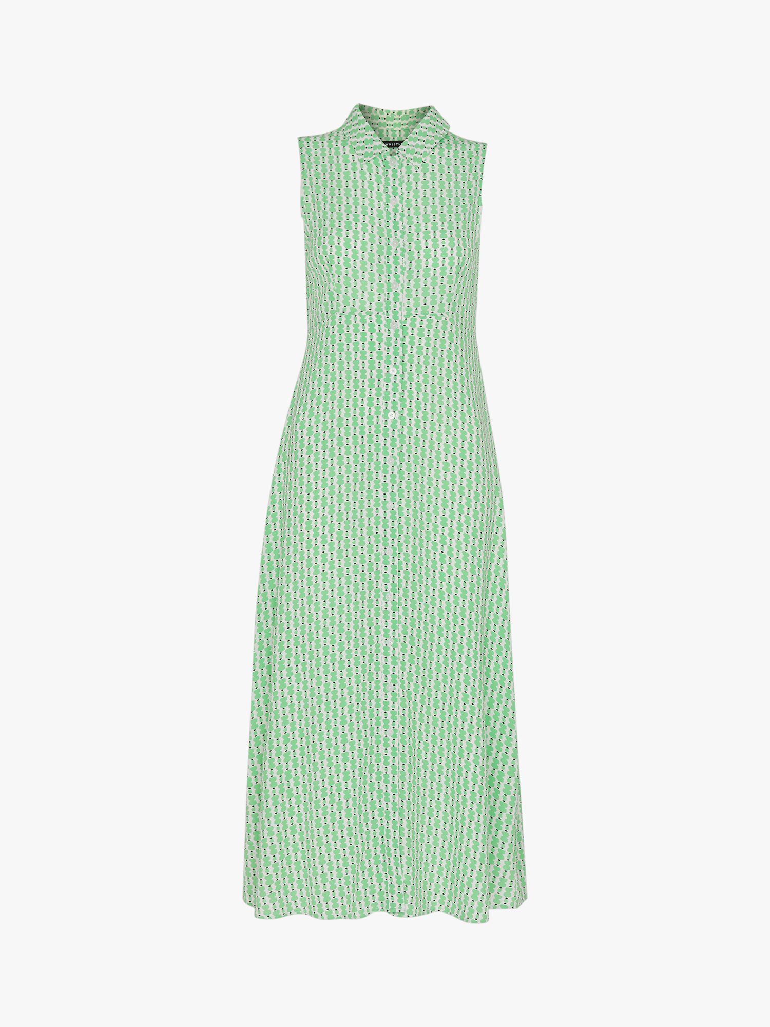 Whistles Vertical Stack Shirt Dress, Green/Multi at John Lewis & Partners