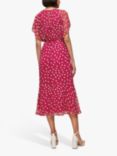 Whistles Moon Spot Midi Dress, Pink/Multi