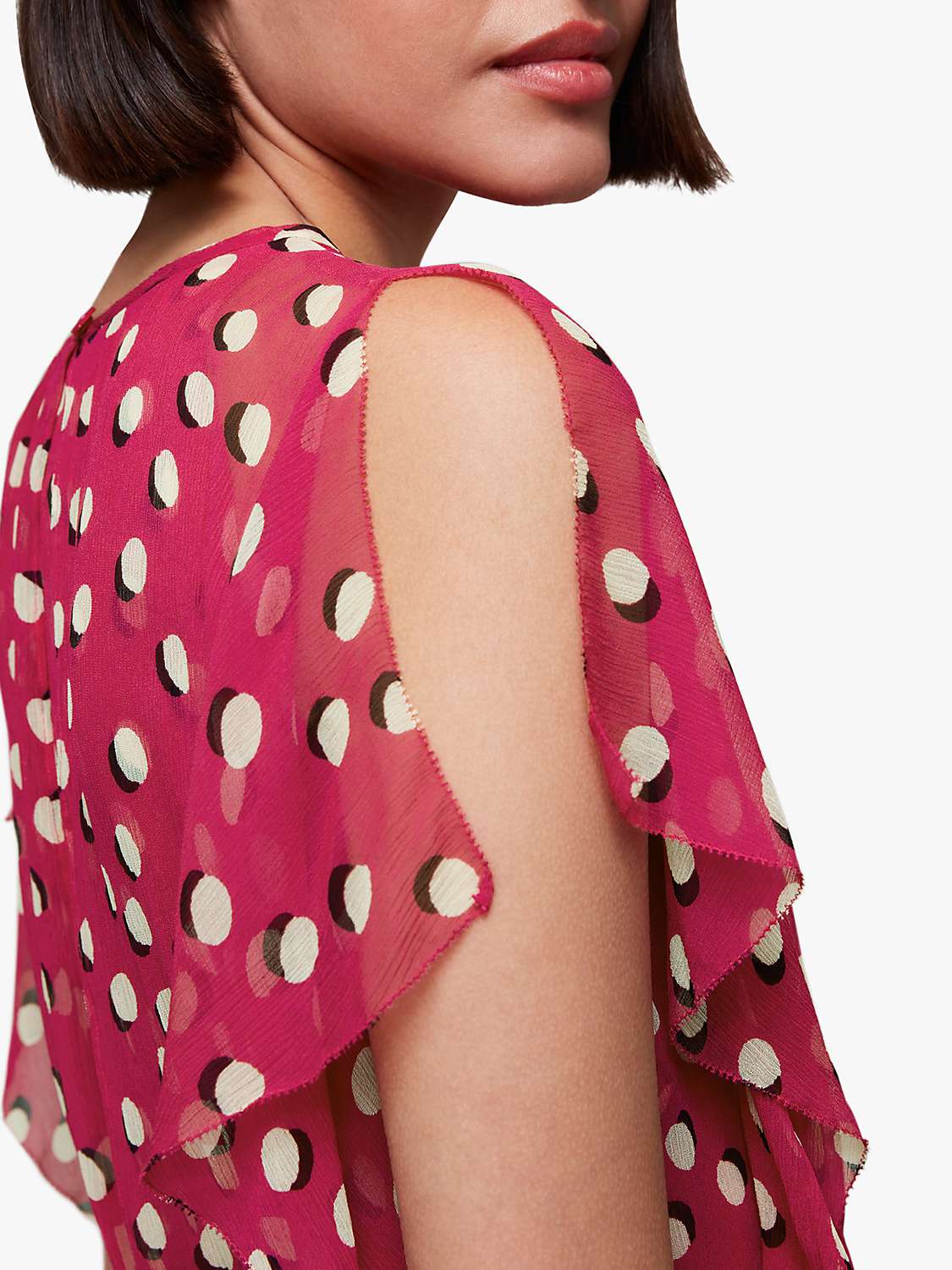 Buy Whistles Moon Spot Midi Dress, Pink/Multi Online at johnlewis.com