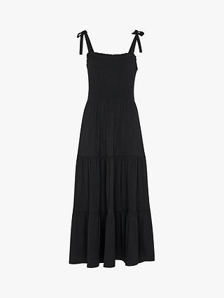Whistles Smocked Tiered Jersey Dress, Black