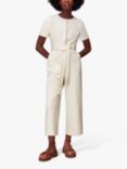 Whistles Short Sleeve Denim Jumpsuit, Ivory