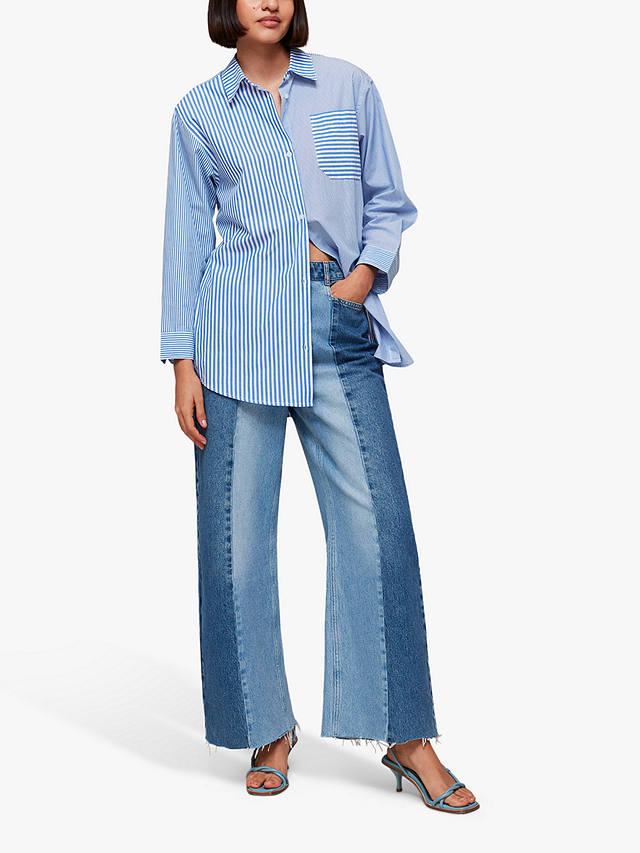 Whistles Millie Stripe Oversized Shirt, Blue/Multi