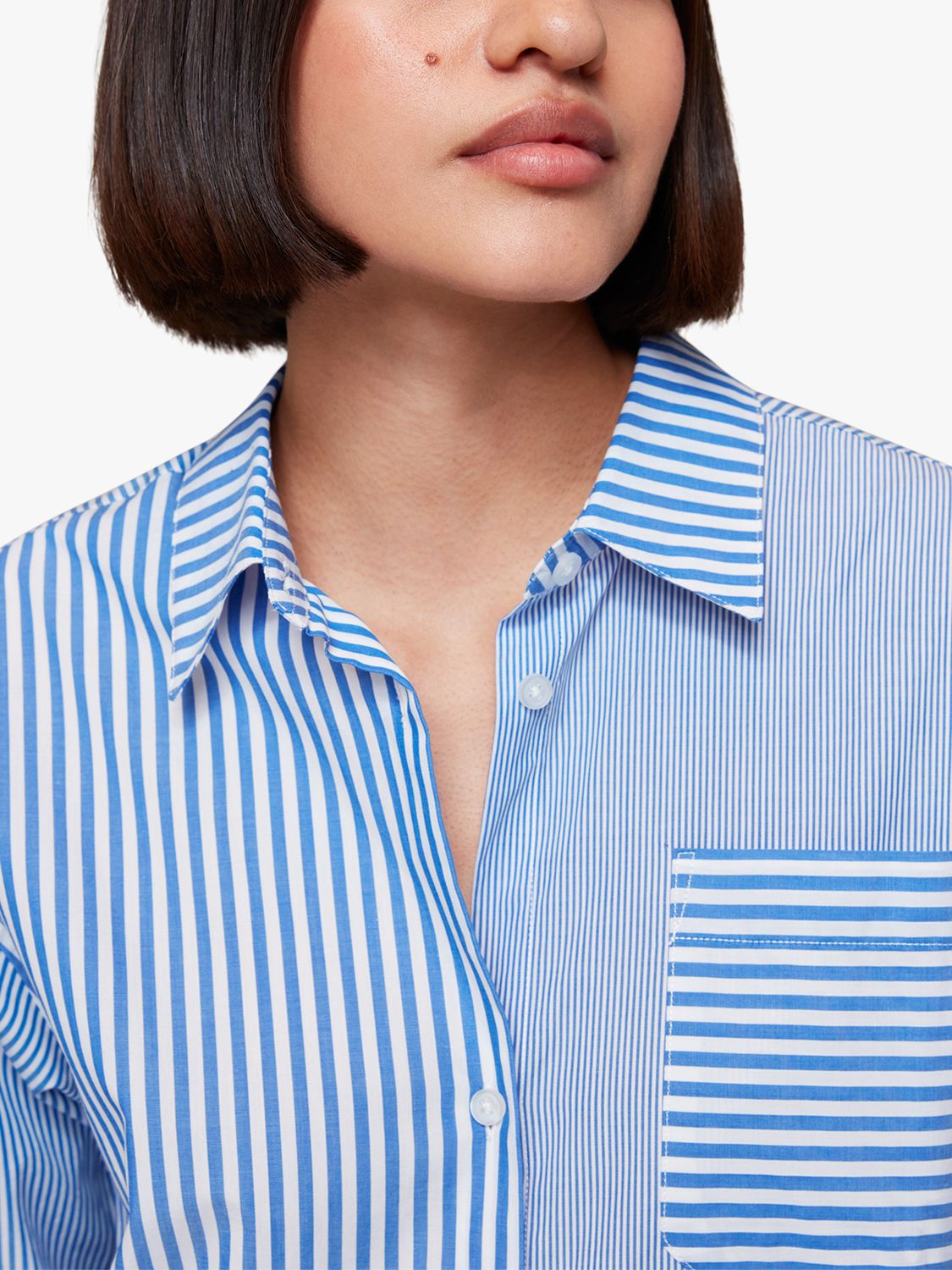 Whistles Millie Stripe Oversized Shirt, Blue/Multi, 12