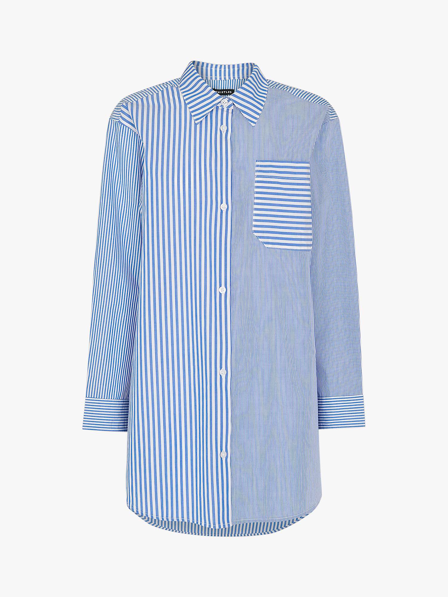 Buy Whistles Millie Stripe Oversized Shirt, Blue/Multi Online at johnlewis.com