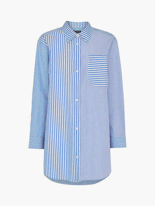 Whistles Millie Stripe Oversized Shirt, Blue/Multi