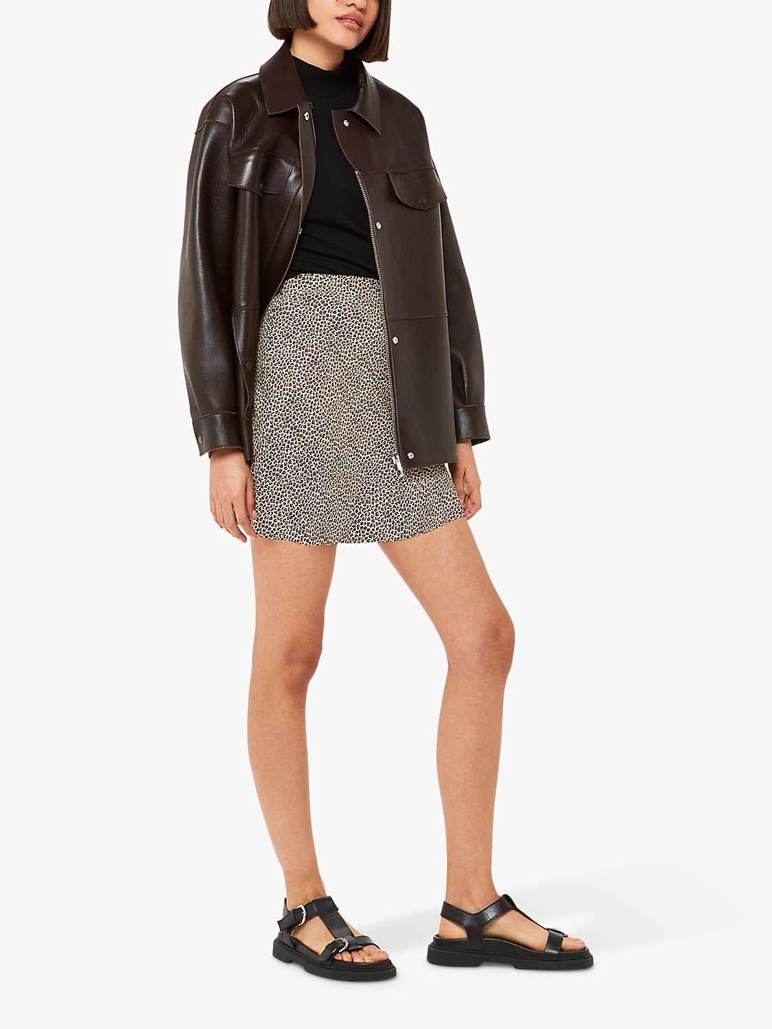 Buy Whistles Dashed Leopard Print Mini Skirt, Brown Online at johnlewis.com