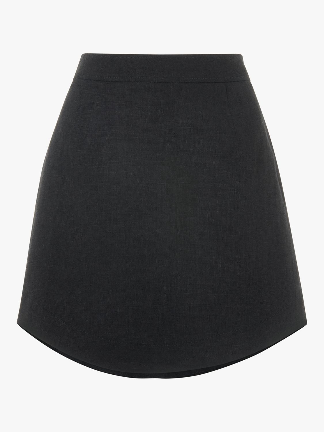Whistles Curved Hem Linen Skirt, Black at John Lewis & Partners