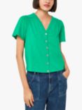 Whistles Maeve V-Neck Button Front Top, Green