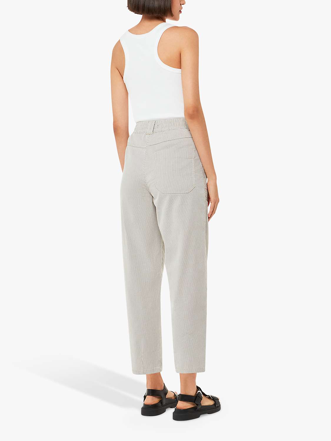 Whistles Tessa Stripe Casual Trousers, Grey at John Lewis & Partners