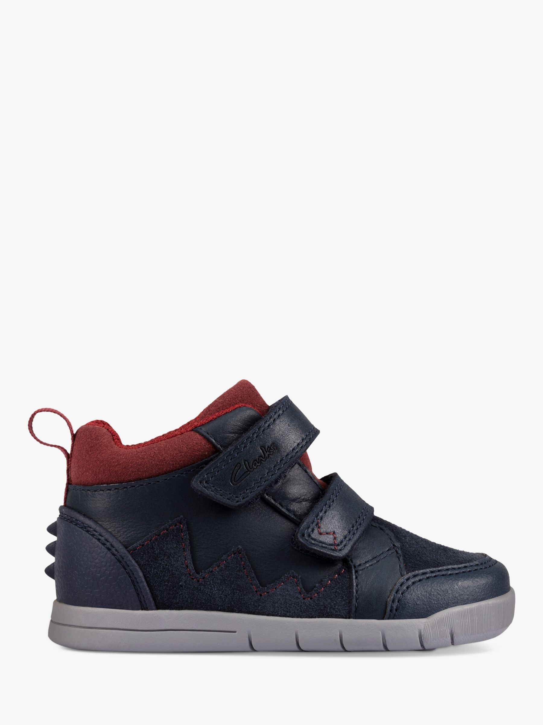 Clarks Kids' Rex Park Leather Trainers, Navy at John Lewis & Partners