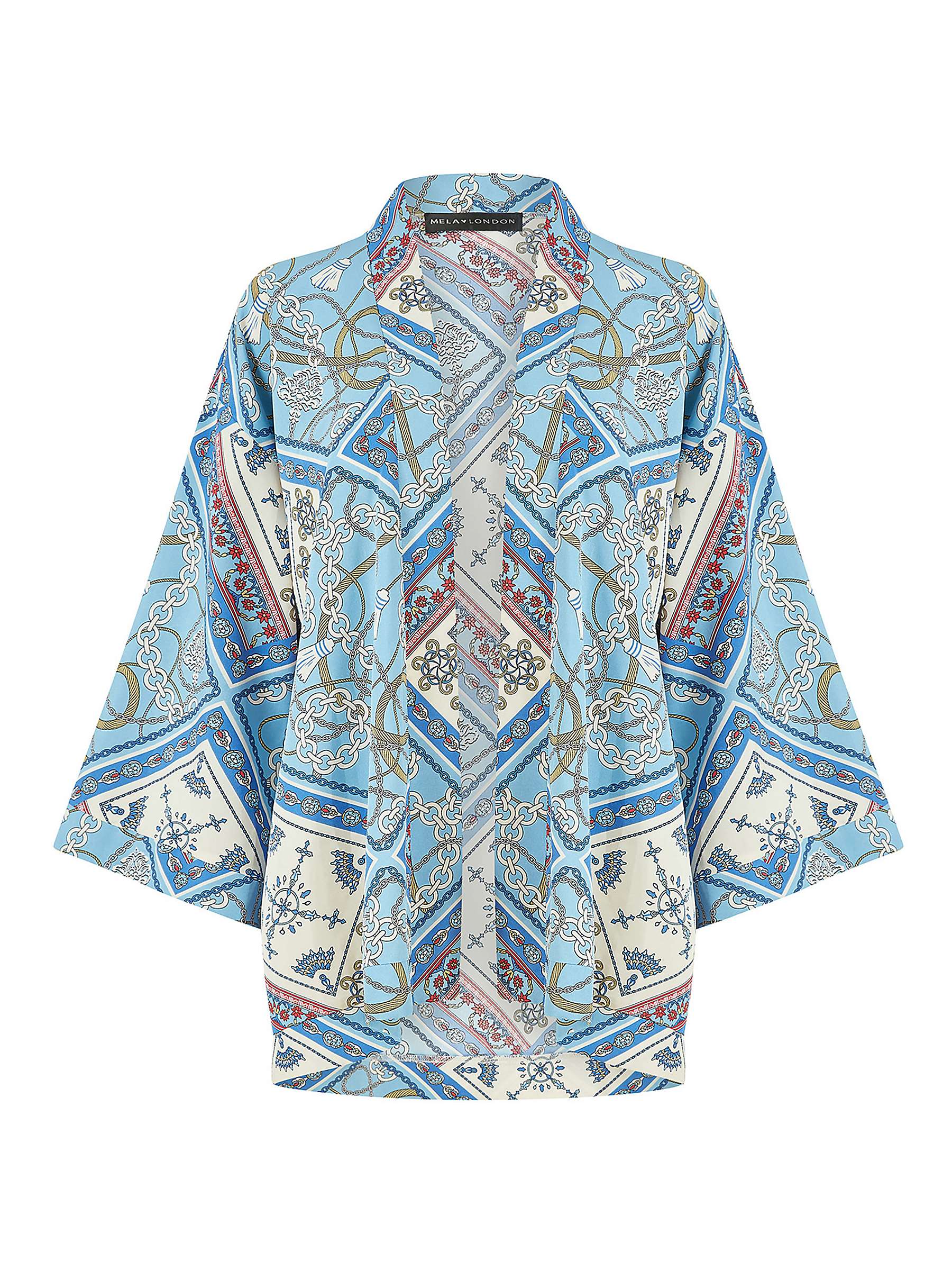 Buy Yumi Mela London Satin Chain & Tile Print Kimono, Blue Online at johnlewis.com