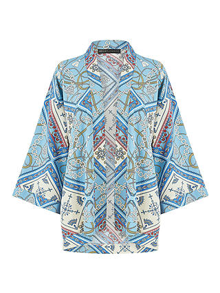Yumi Mela London Satin Chain & Tile Print Kimono, Blue