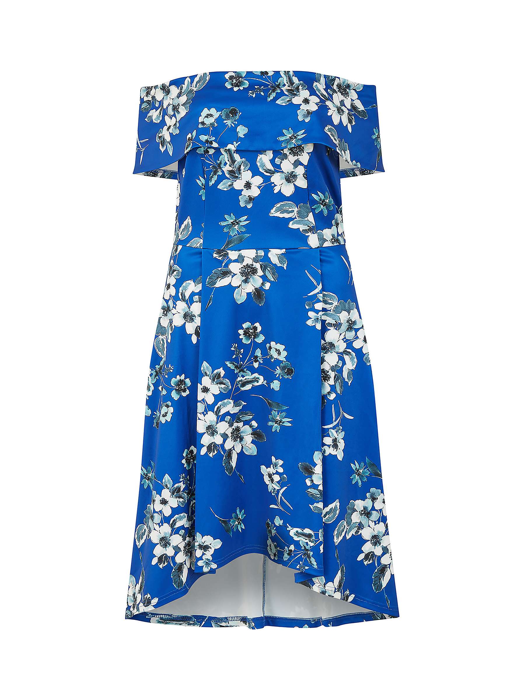 Buy Mela London Floral Bardot Dipped Hem Dress, Blue Online at johnlewis.com