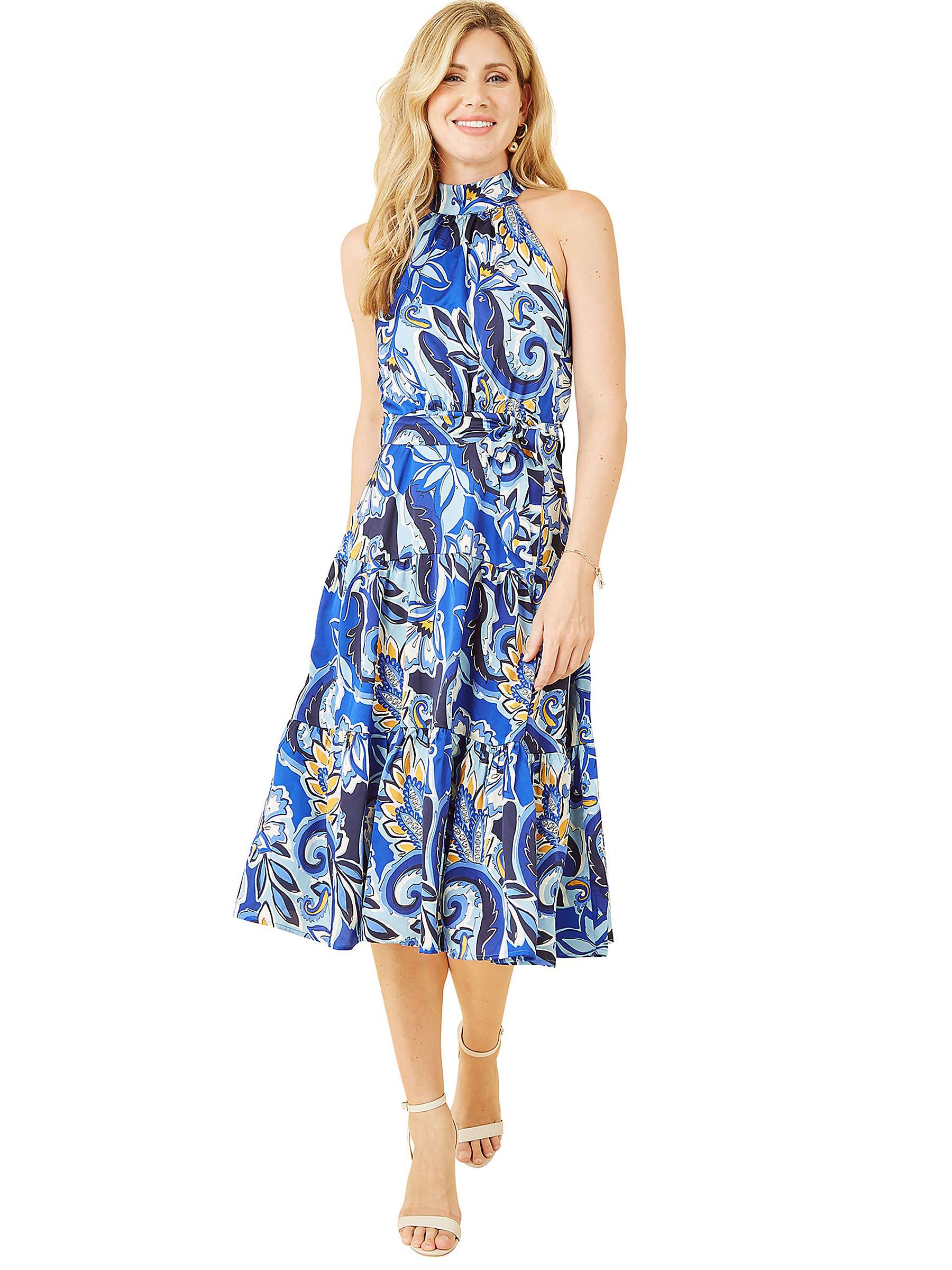 Buy Yumi Mela London Paisley Floral Halter Neck Midi Dress, Blue Online at johnlewis.com