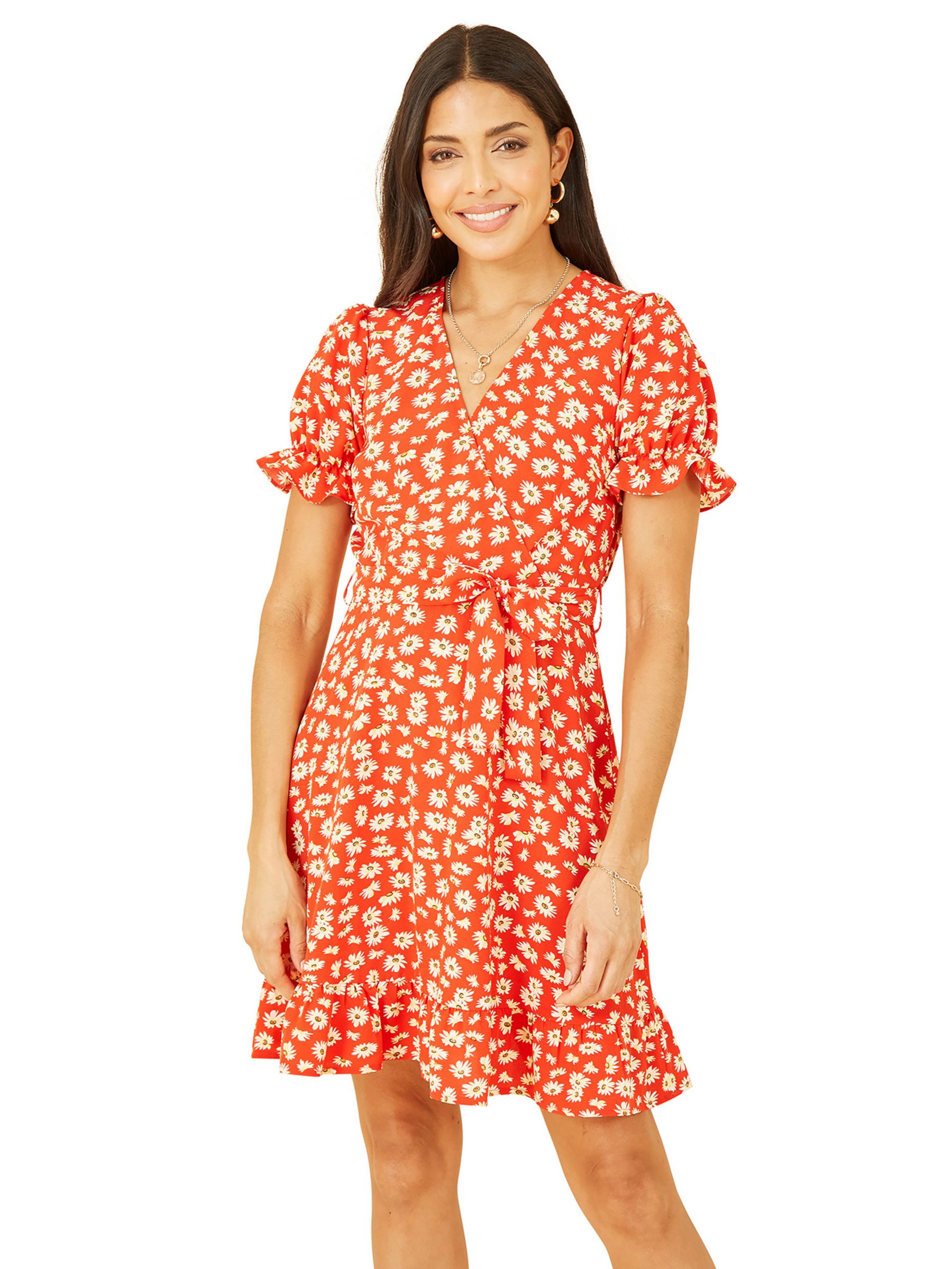 Yumi Mela London Daisy Print Wrap Dress, Red, 8
