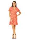 Yumi Mela London Daisy Print Wrap Dress, Red, Red