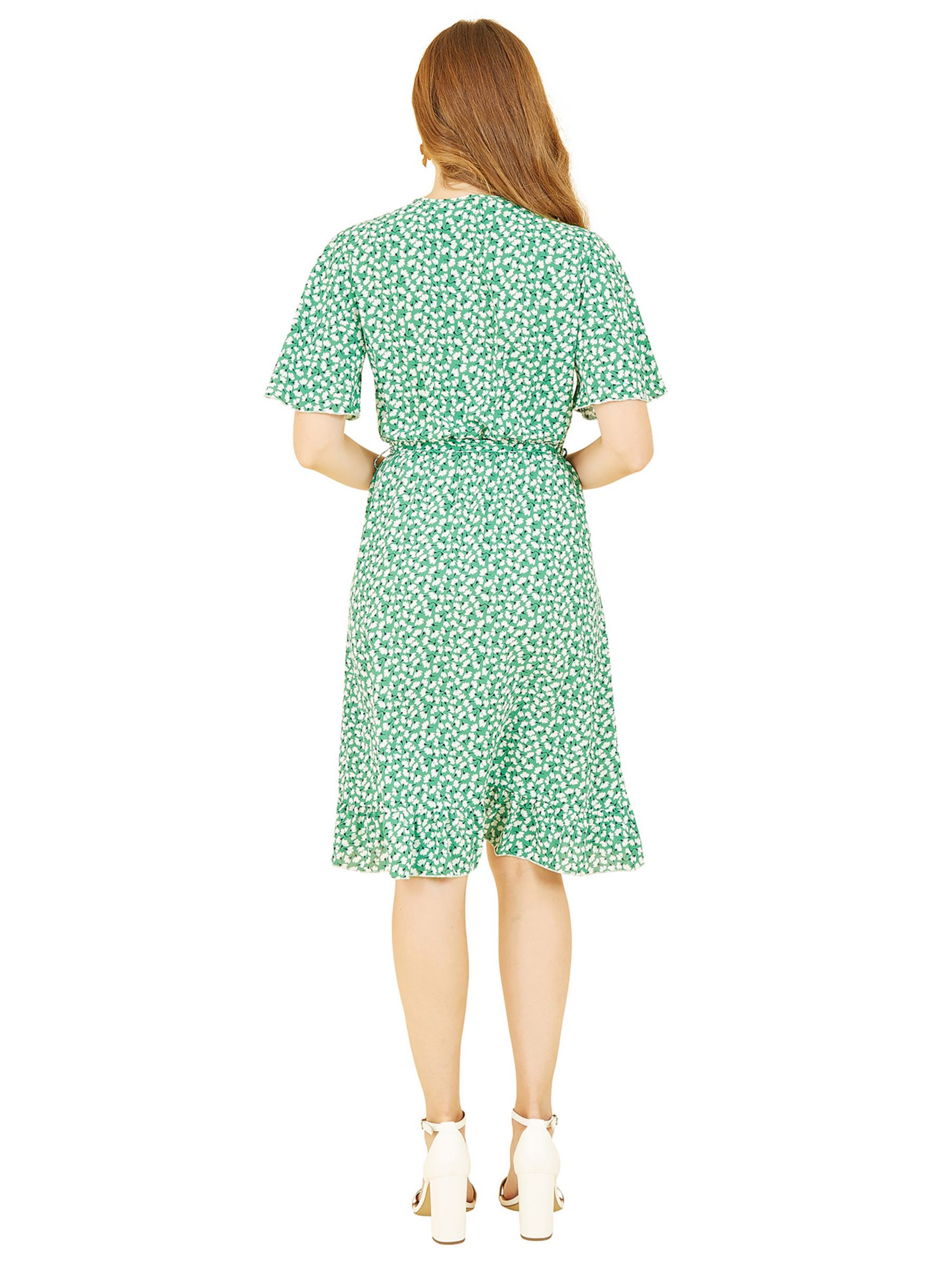 Buy Yumi Mela London Ditsy Floral Frill Wrap Dress, Green Online at johnlewis.com