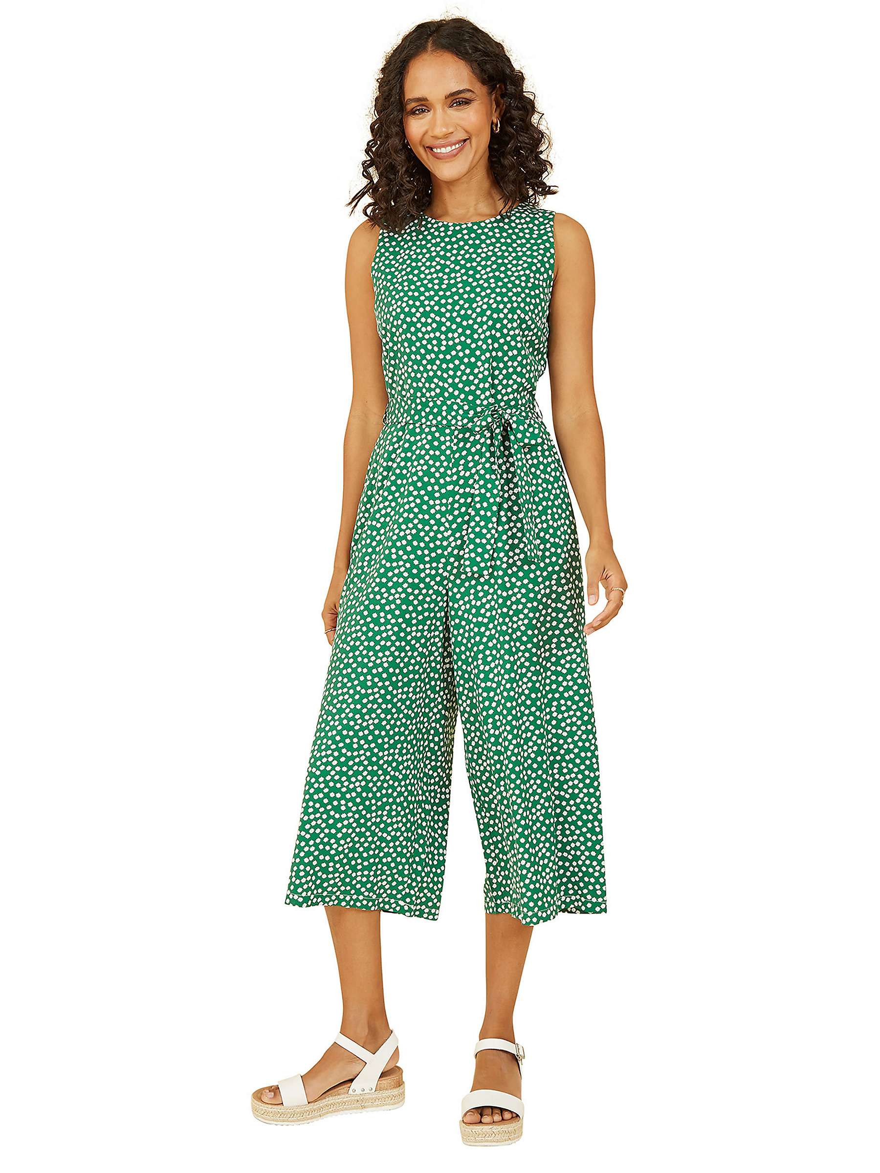 Buy Yumi Mela Ditsy Daisy Sleeveless Culotte Jumpsuit, Green Online at johnlewis.com