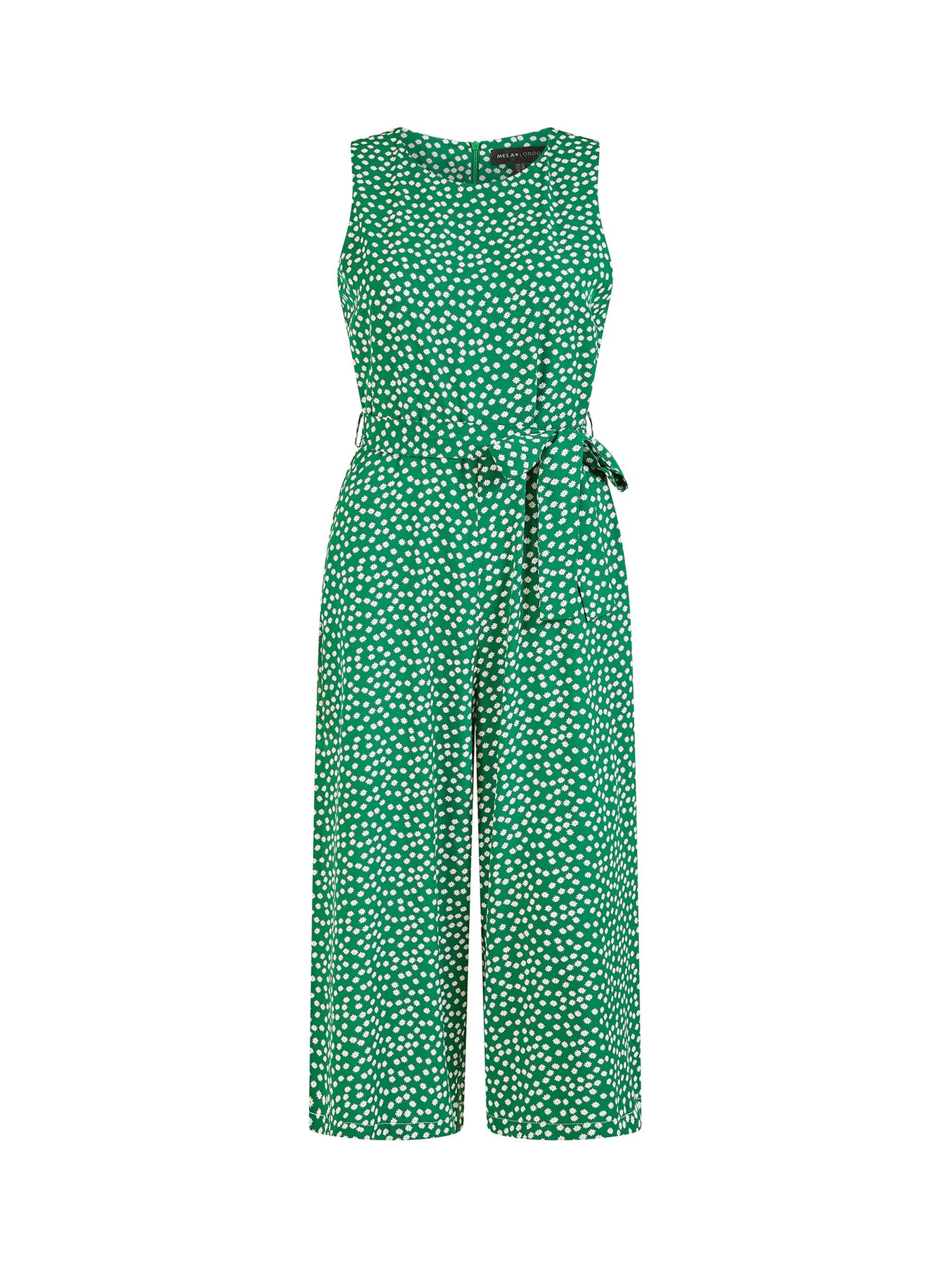 Yumi Mela Ditsy Daisy Sleeveless Culotte Jumpsuit, Green, 6