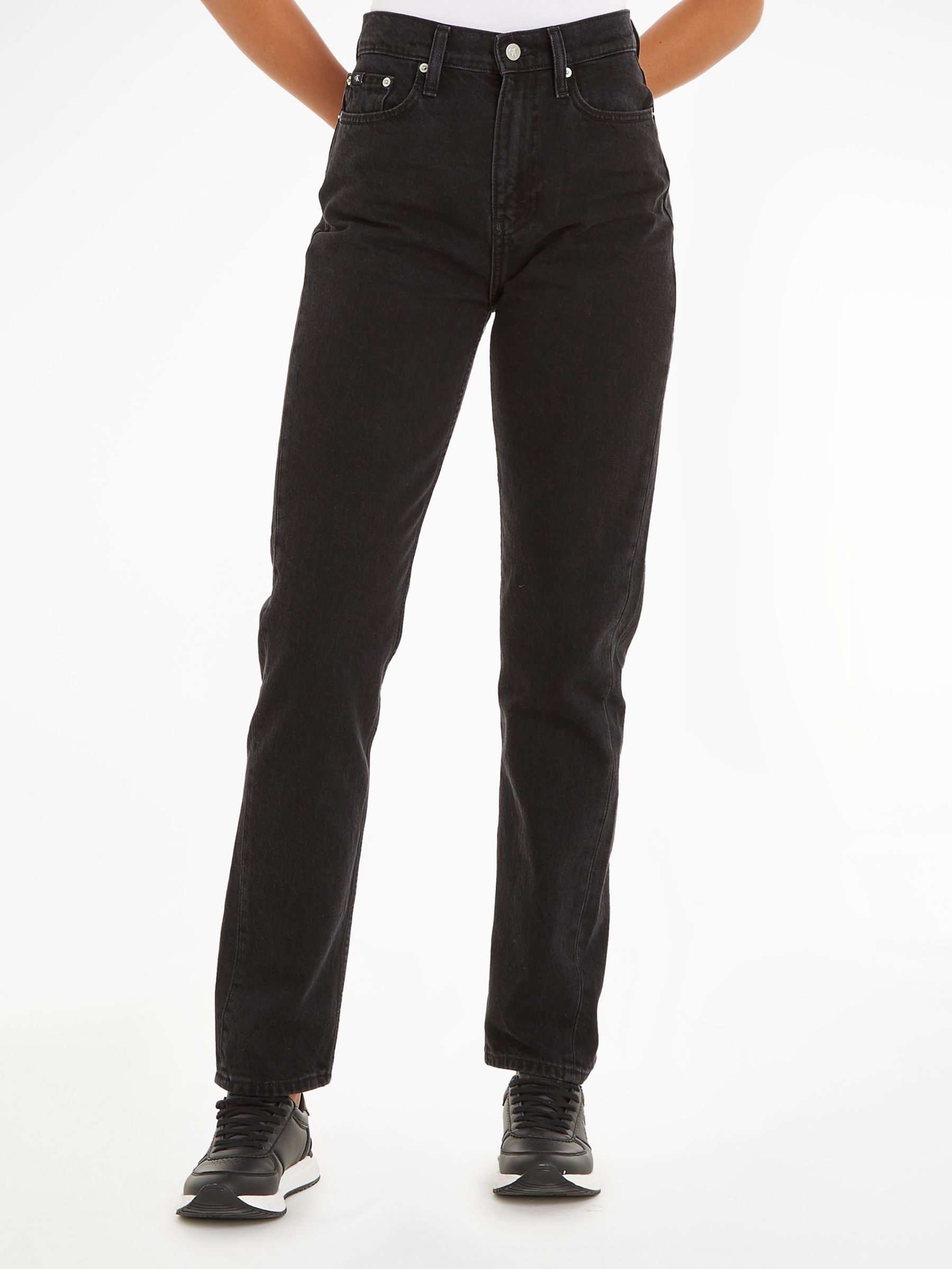 Calvin Klein Plain Slim Fit Straight Cut Jeans, Denim Black, 26R