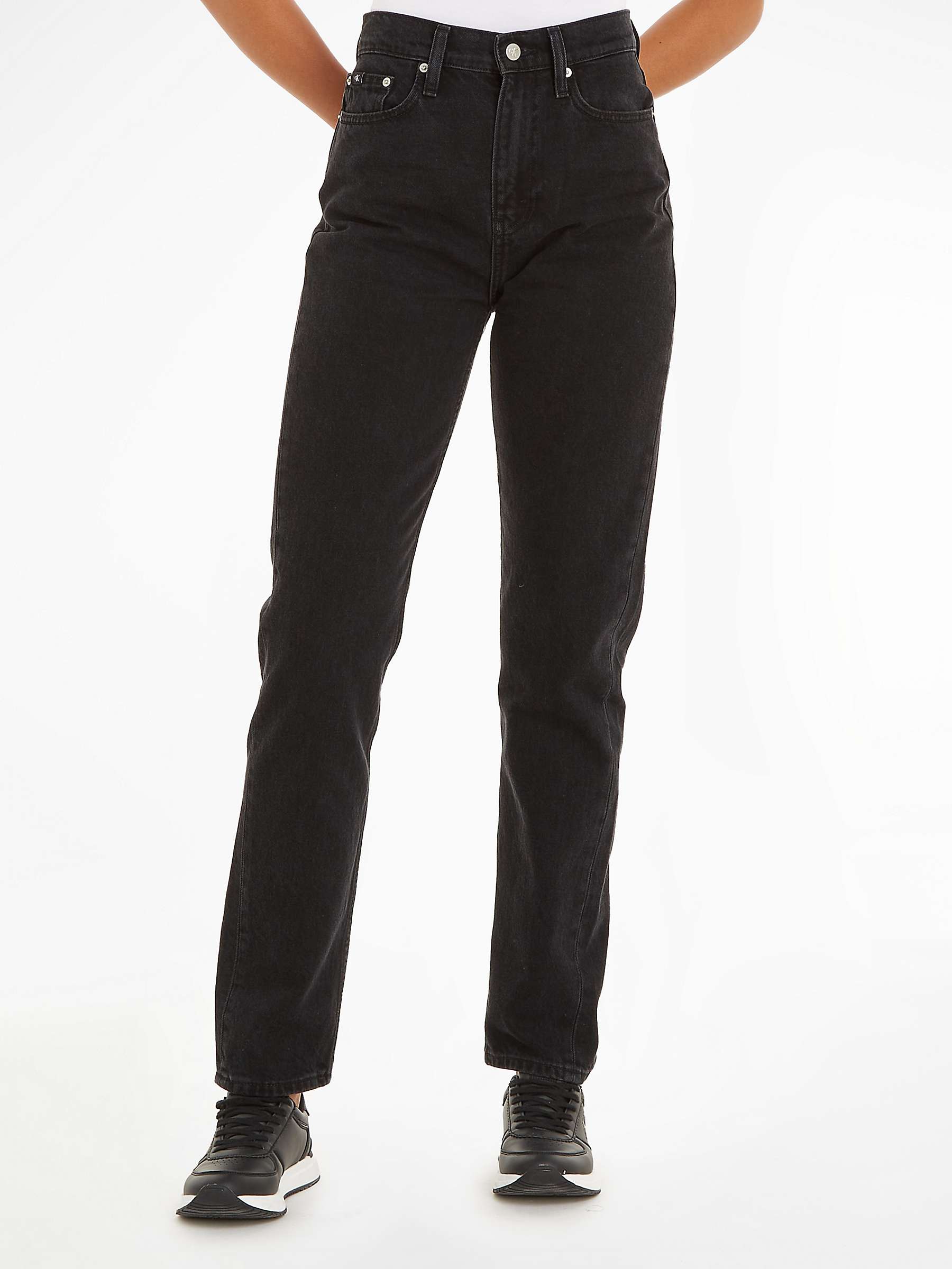 Buy Calvin Klein Plain Slim Fit Straight Cut Jeans, Denim Black Online at johnlewis.com