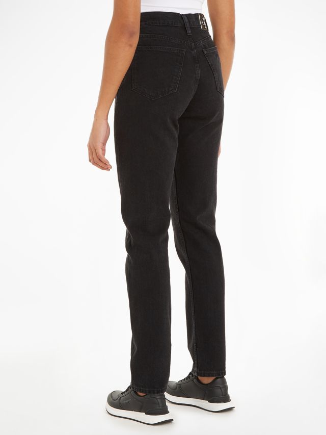 Calvin Klein Plain Slim Fit Straight Cut Jeans, Denim Black, 25R