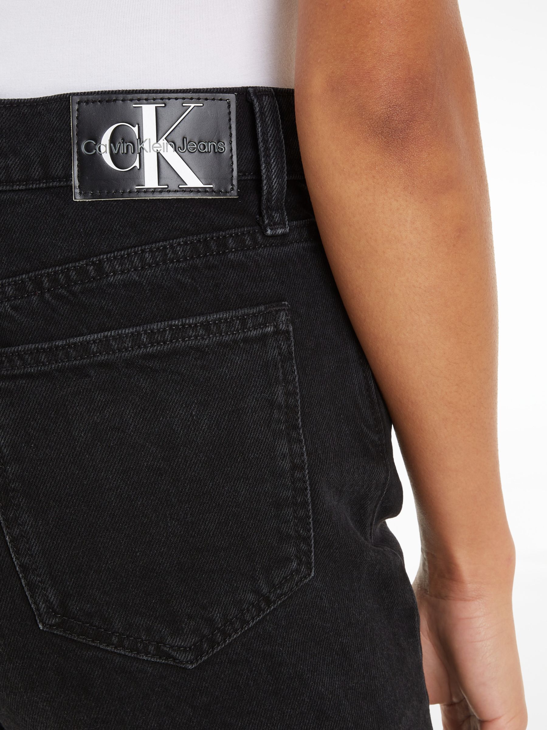 Calvin Klein Plain Slim Fit Straight Cut Jeans, Denim Black, 26R
