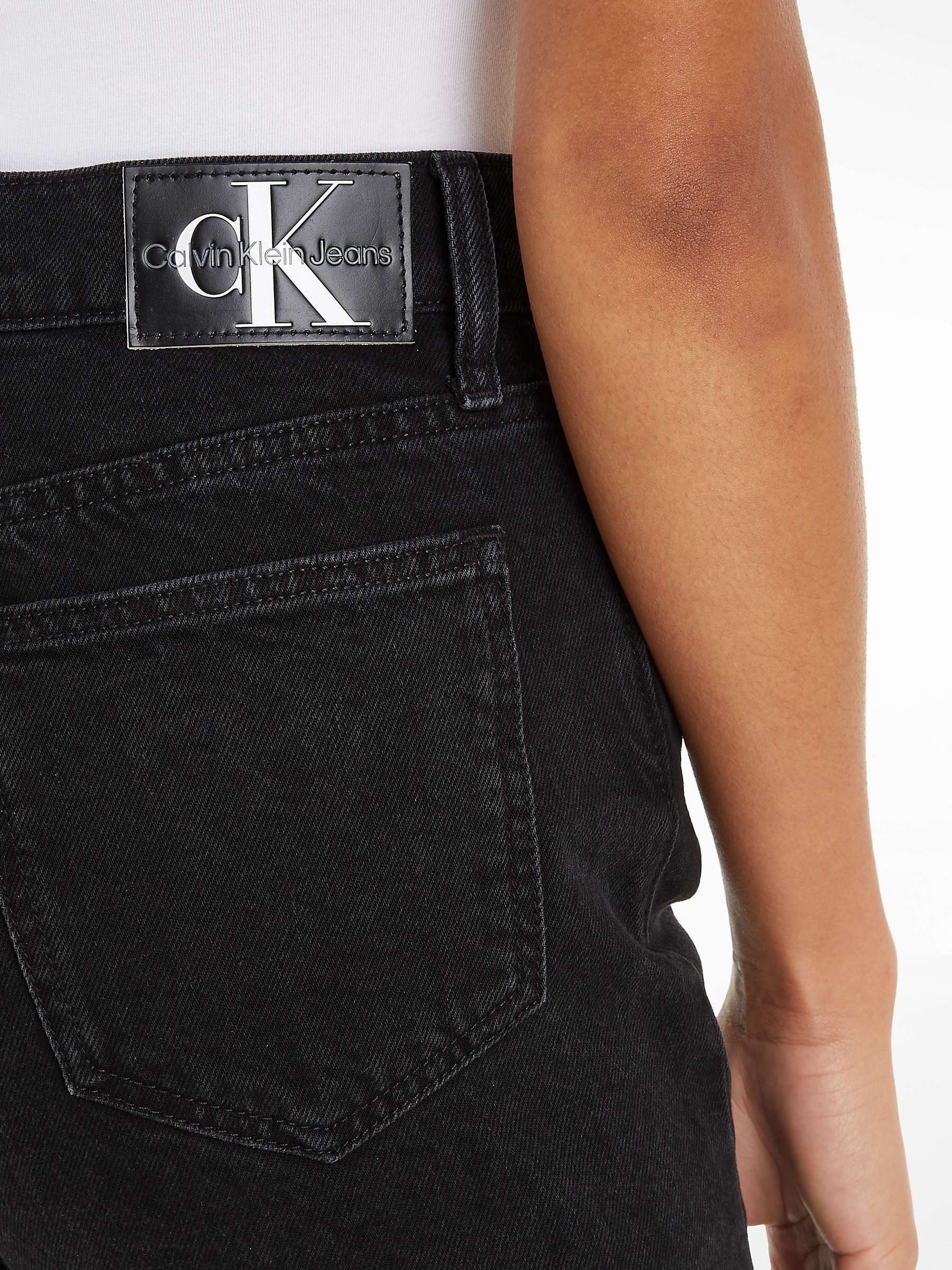 Buy Calvin Klein Plain Slim Fit Straight Cut Jeans, Denim Black Online at johnlewis.com