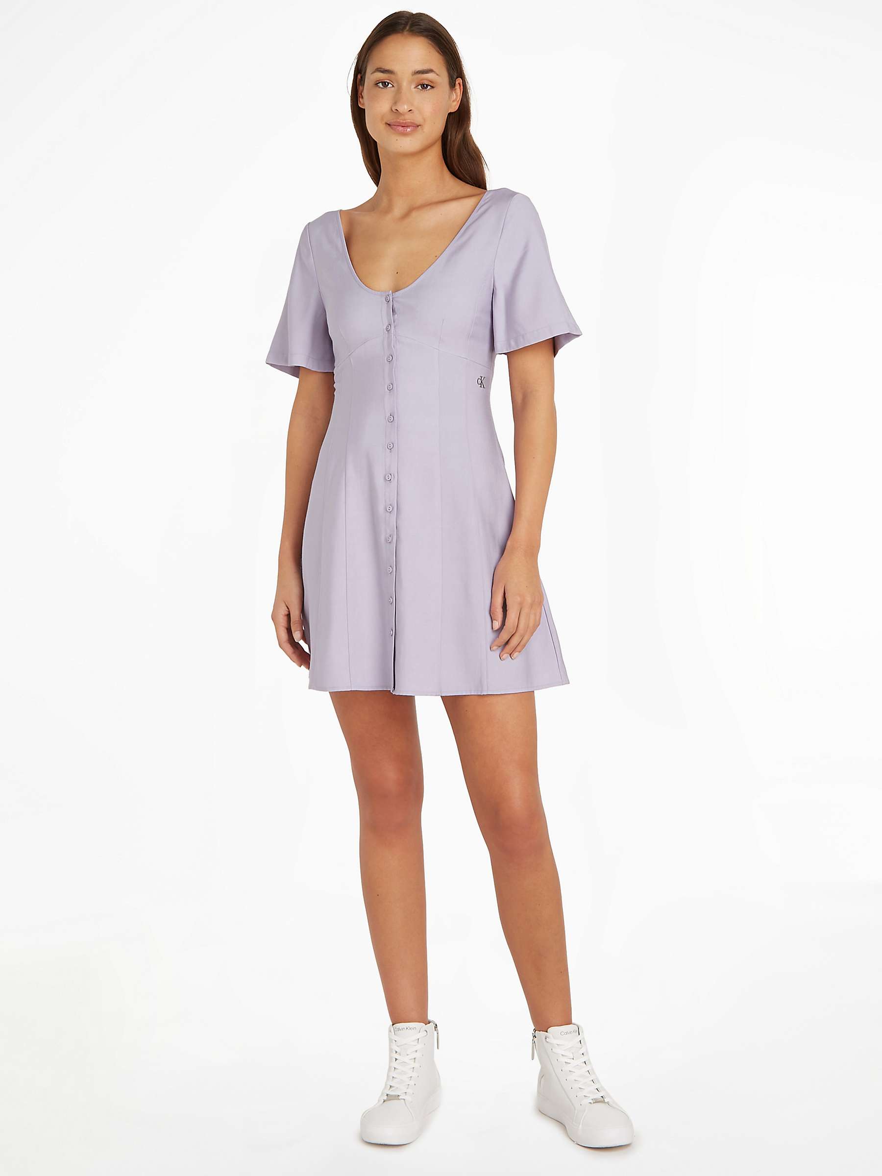 Buy Calvin Klein Button Short Sleeve , Lavender Aura Online at johnlewis.com