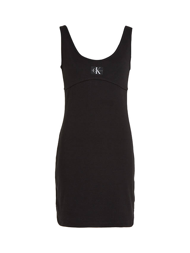 Calvin Klein Jeans Ribbed Mini Dress, Black at John Lewis & Partners
