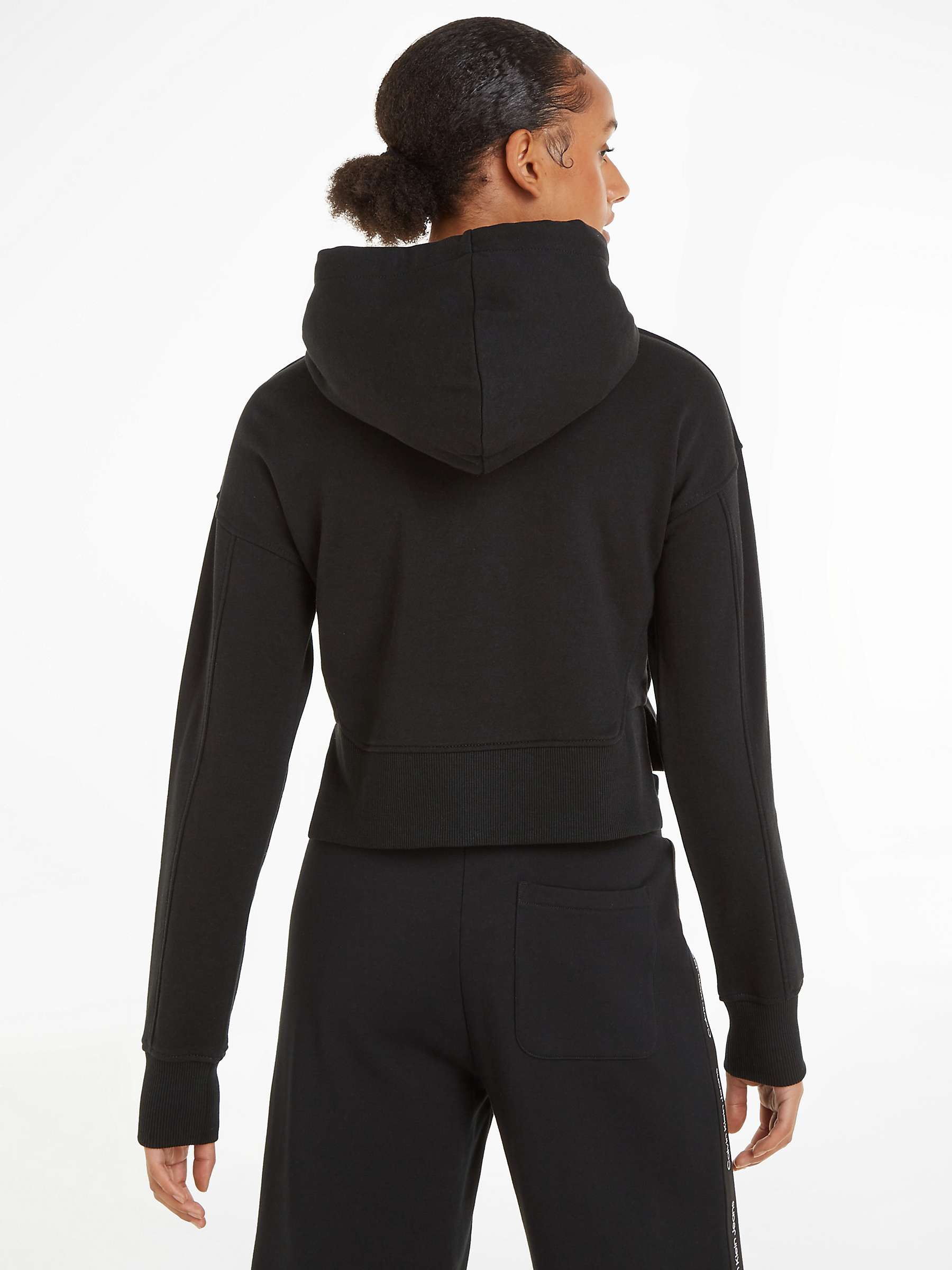 Buy Calvin Klein Ribbed Cropped Hoodie, CK Black Online at johnlewis.com