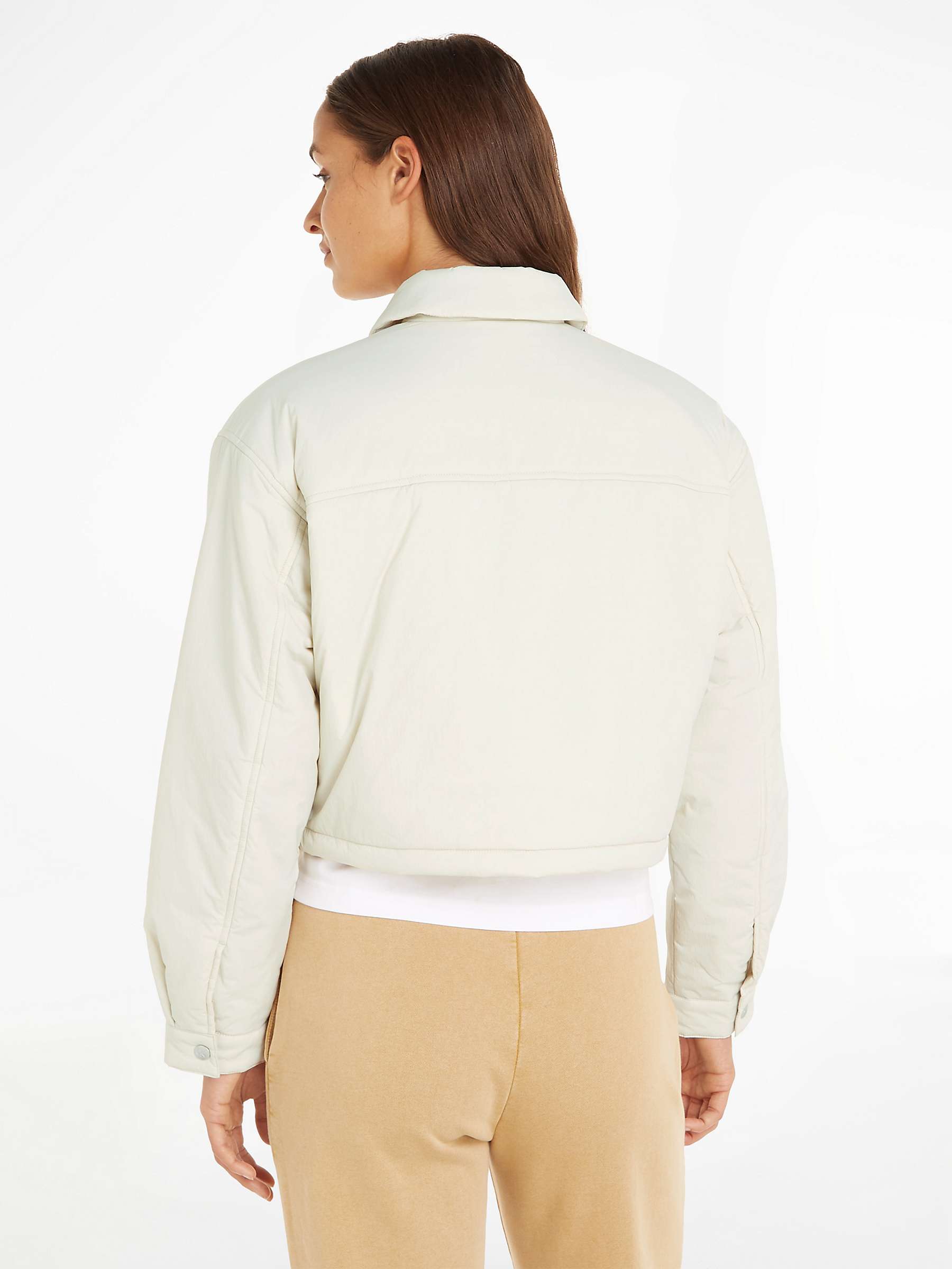 Buy Calvin Klein Logo Cropped Jacket, Eggshell Online at johnlewis.com