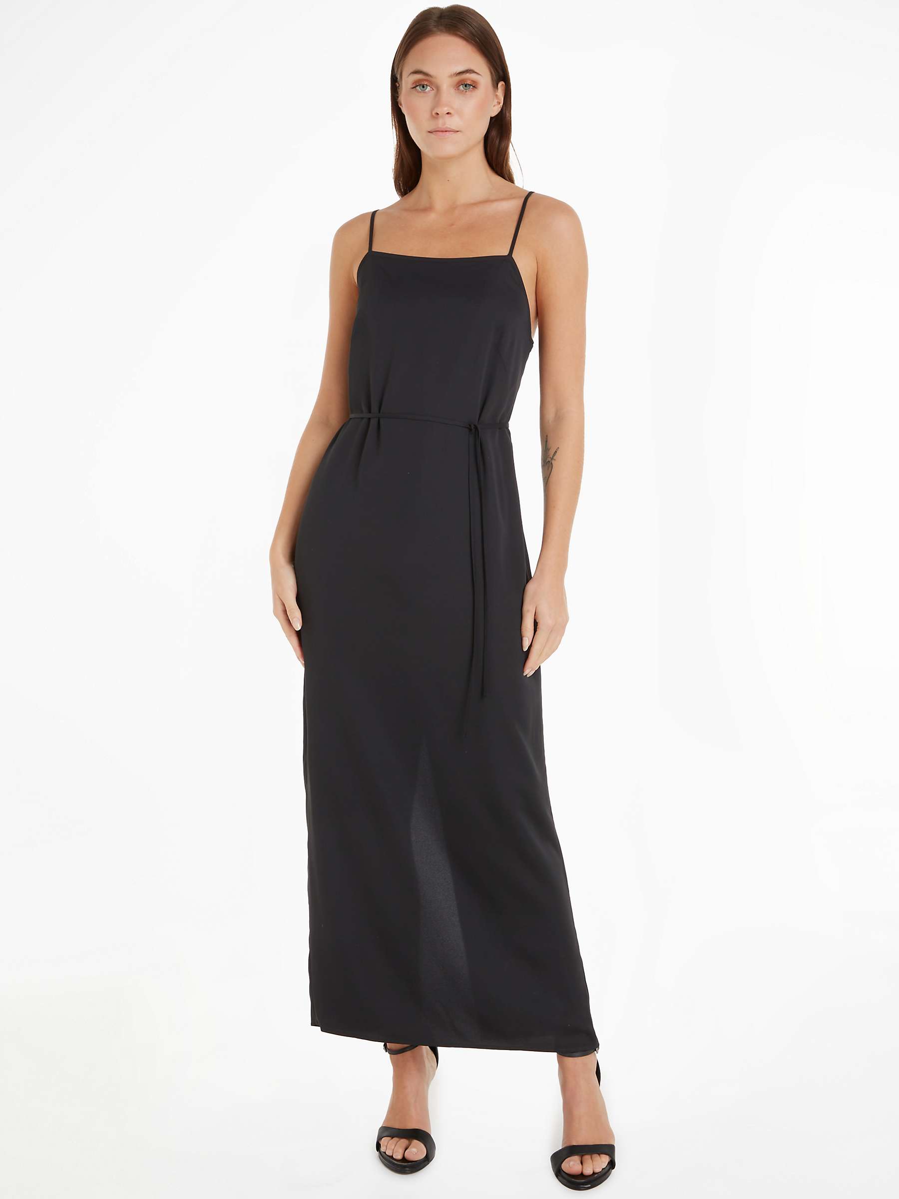 Buy Calvin Klein Plain Belted Square Neck Midi Dress Online at johnlewis.com