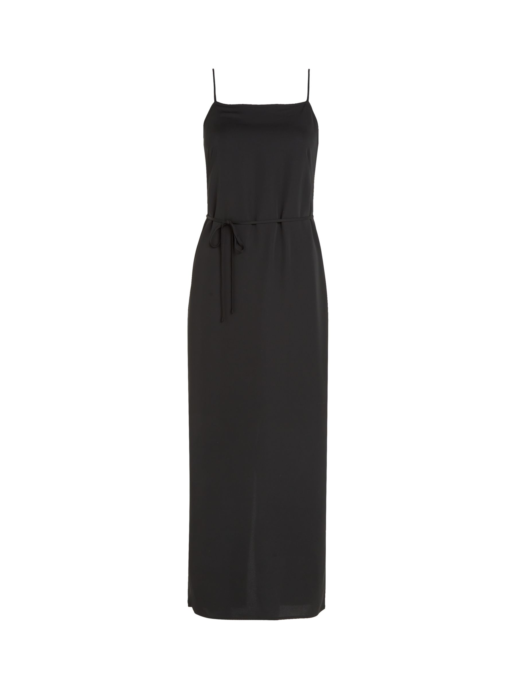Calvin Klein Plain Belted Square Neck Midi Dress, CK Black, 10
