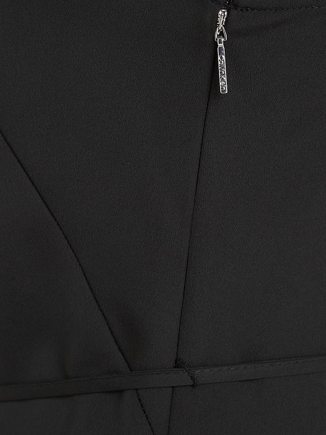 Calvin Klein Plain Belted Square Neck Midi Dress, CK Black