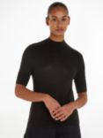 Calvin Klein Wool High Neck Elbow Length Sleeve Jumper, CK Black
