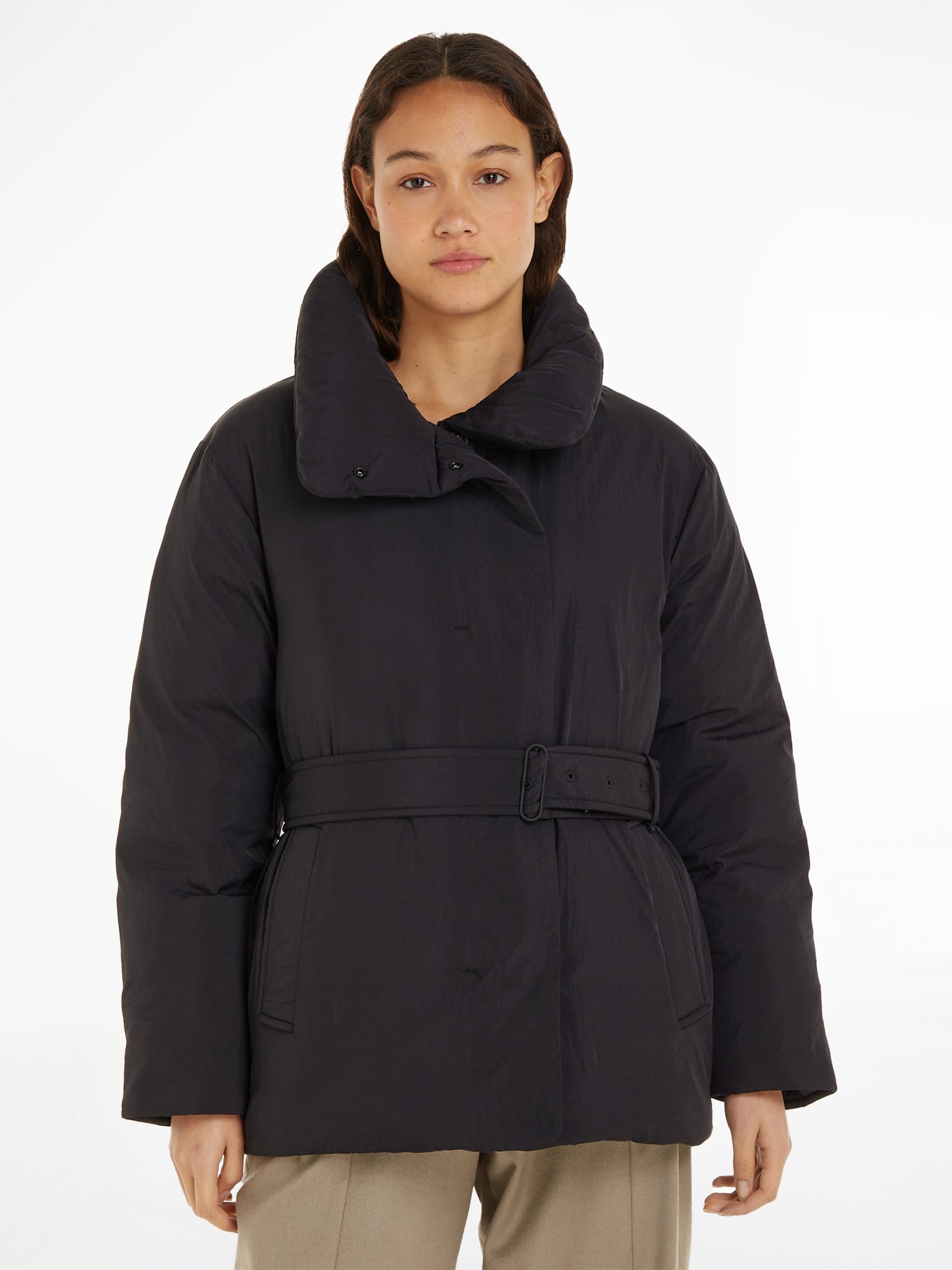 Calvin Klein Wrap Belted Jacket, CK Black at John Lewis & Partners