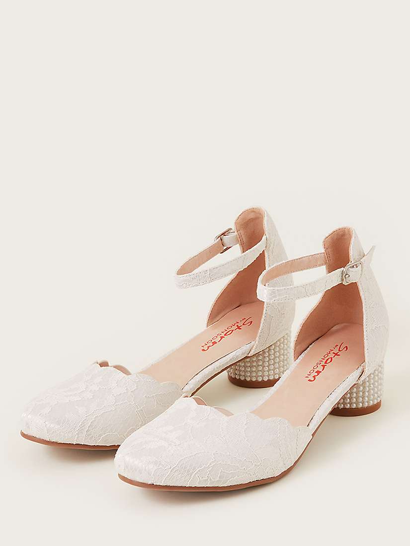 Buy Monsoon Kids' Lace Two Part Pearl Embellished Heels Online at johnlewis.com