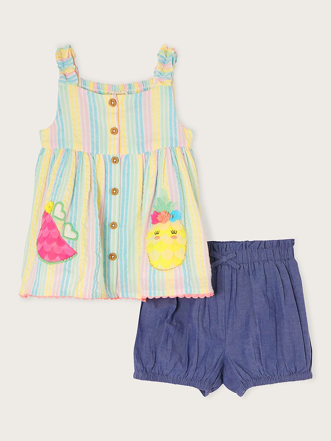 Buy Monsoon Baby Fruit Stripe Top and Shorts Set, Multi Online at johnlewis.com