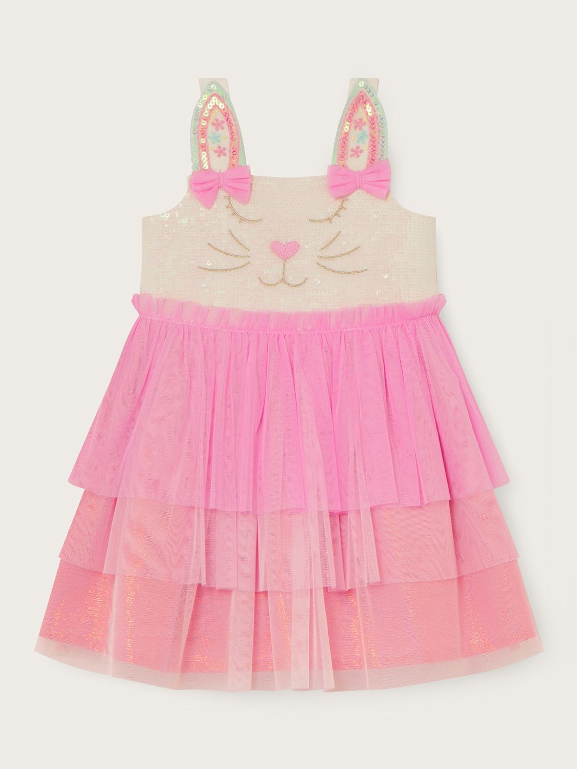 Monsoon Baby Novelty Bunny Disco Party Dress, Pink/Multi