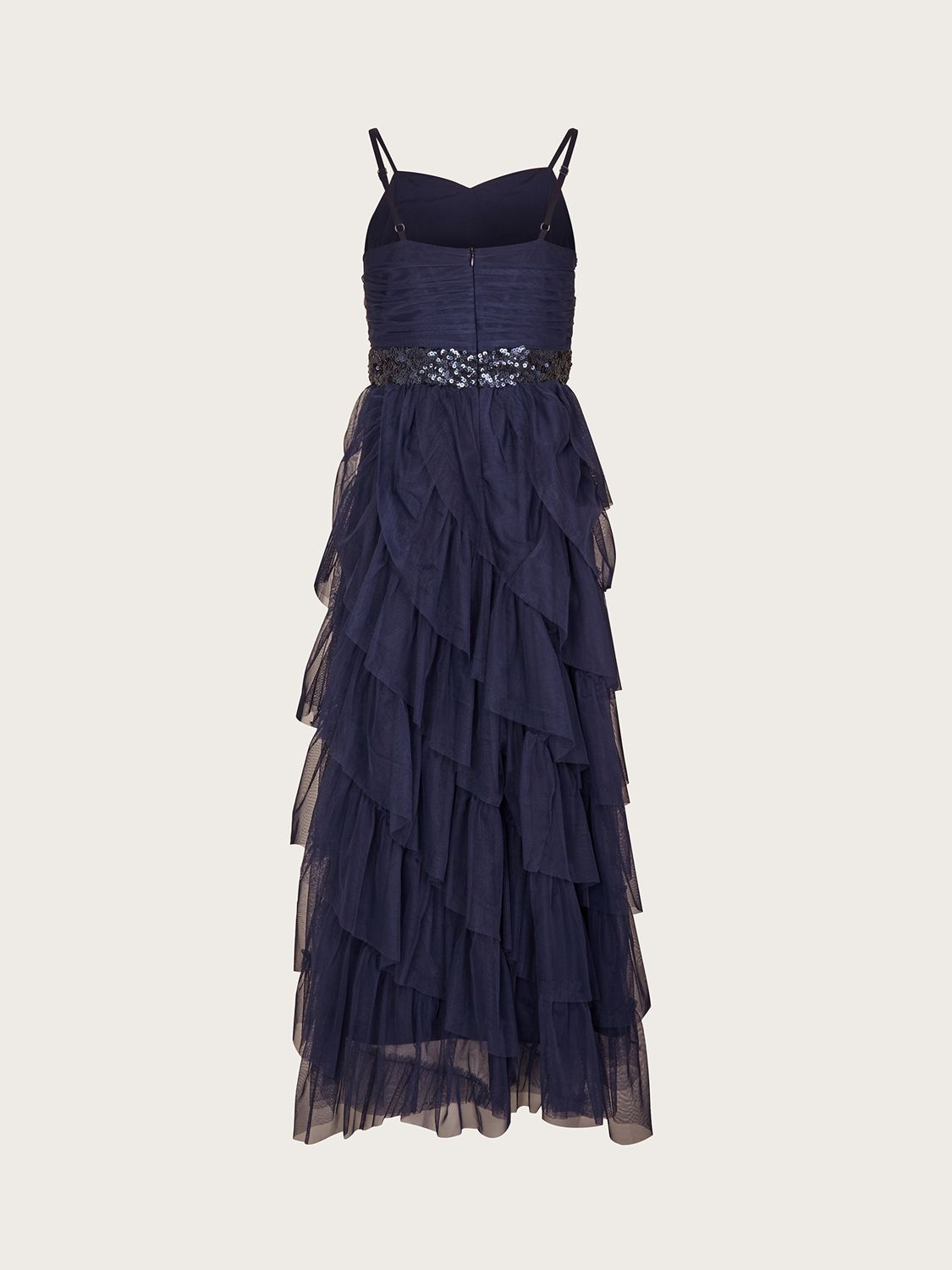 Monsoon Kids' Zenaya Ruffle Prom Dress, Navy, 8 years