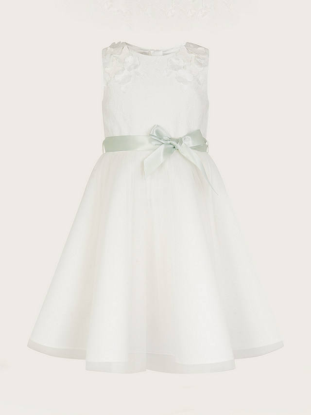 Monsoon Kids' Freya 3D Scuba Bridesmaid Dress, Ivory
