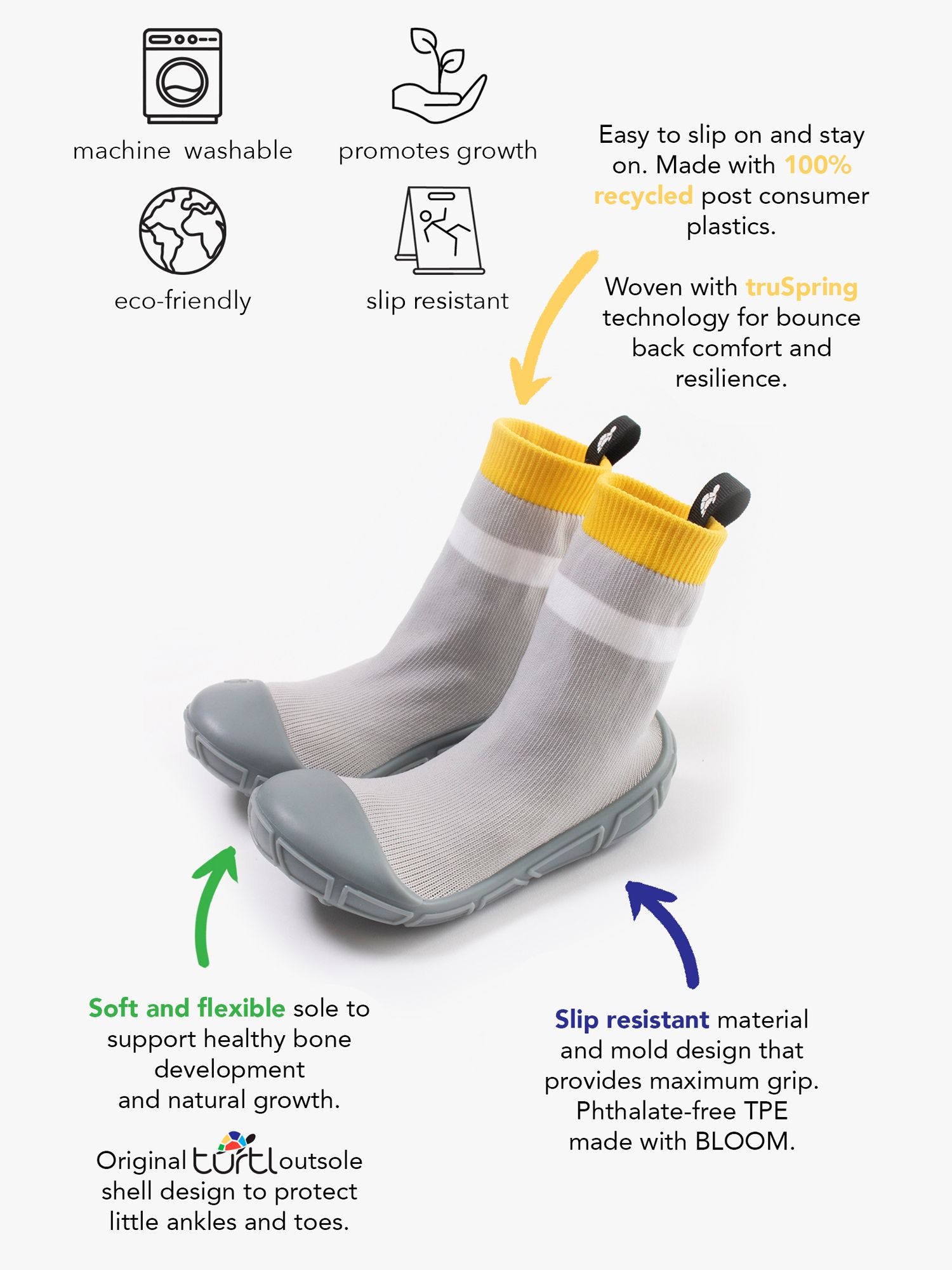 Buy Turtl Kids' Recycled Indoor Outdoor Sock Shoes Online at johnlewis.com