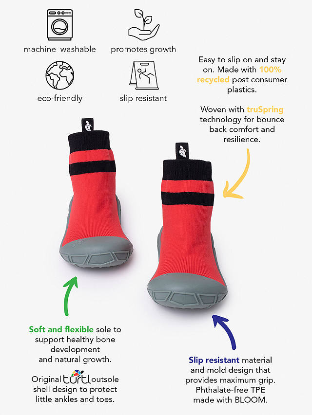 Turtl Kids' Recycled Indoor Outdoor Sock Shoes, Red
