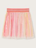 Monsoon Kids' Ombre Sequin Stripe Skirt, Orange/Multi