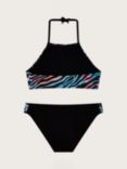 Monsoon Kids' Ombre Zebra Print Bikini, Black/Multi